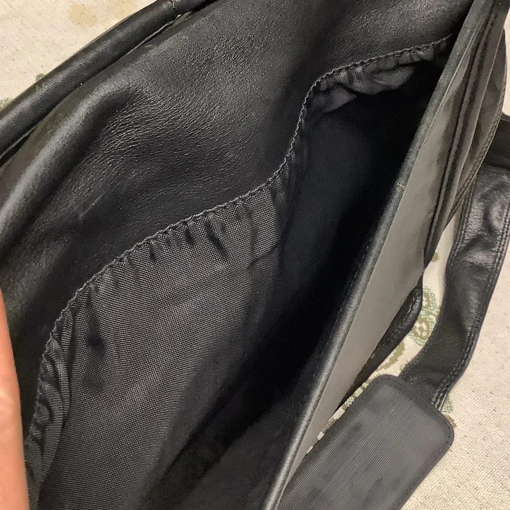 Tumi Black Leather Messenger Bag